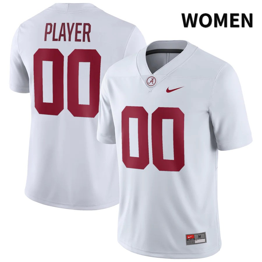Alabama Crimson Tide Women's Custom #00 NIL White 2022 NCAA Authentic Stitched College Football Jersey WP16F35GC